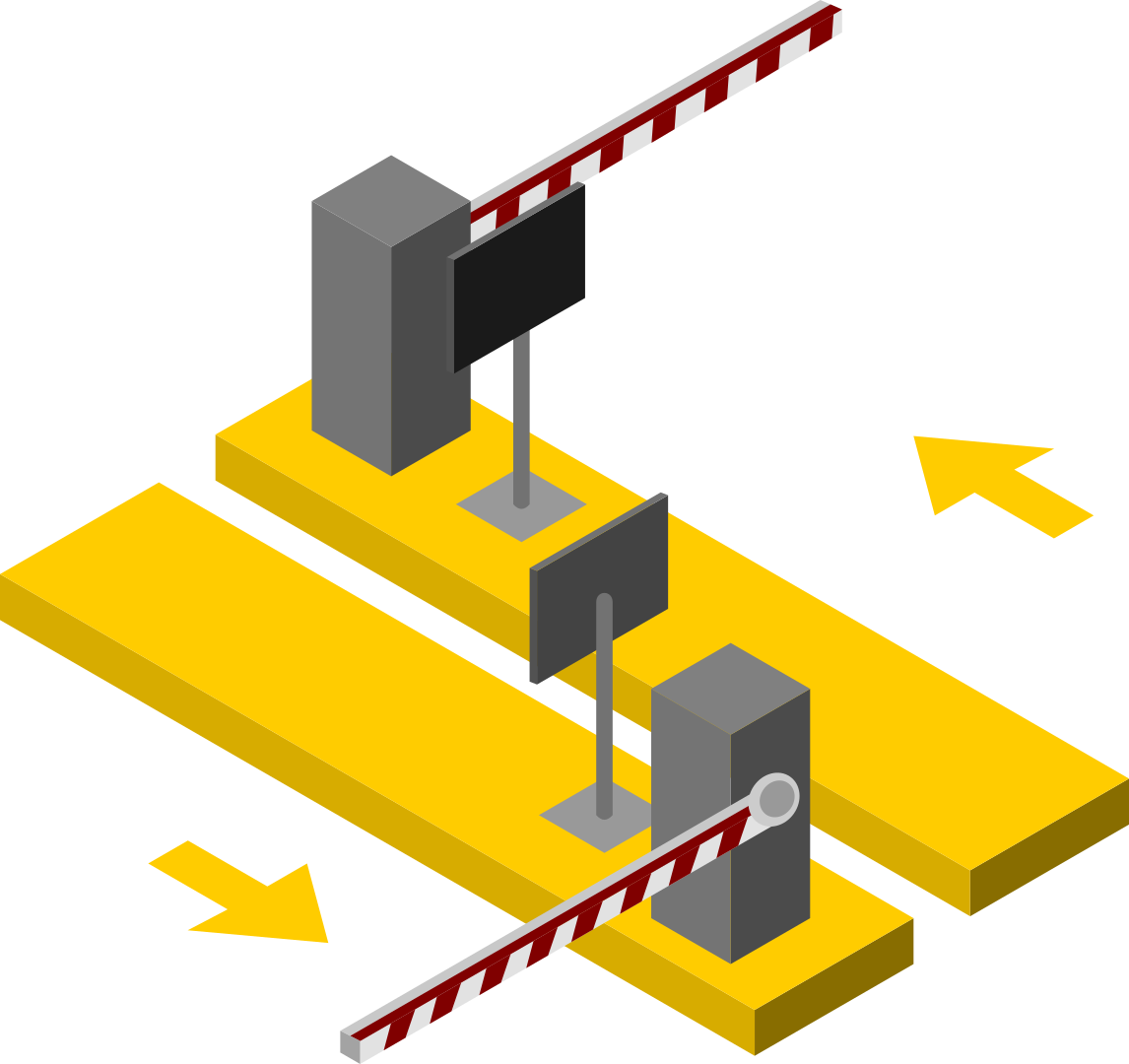 Solución de dos carriles con barrera vehicular y tags