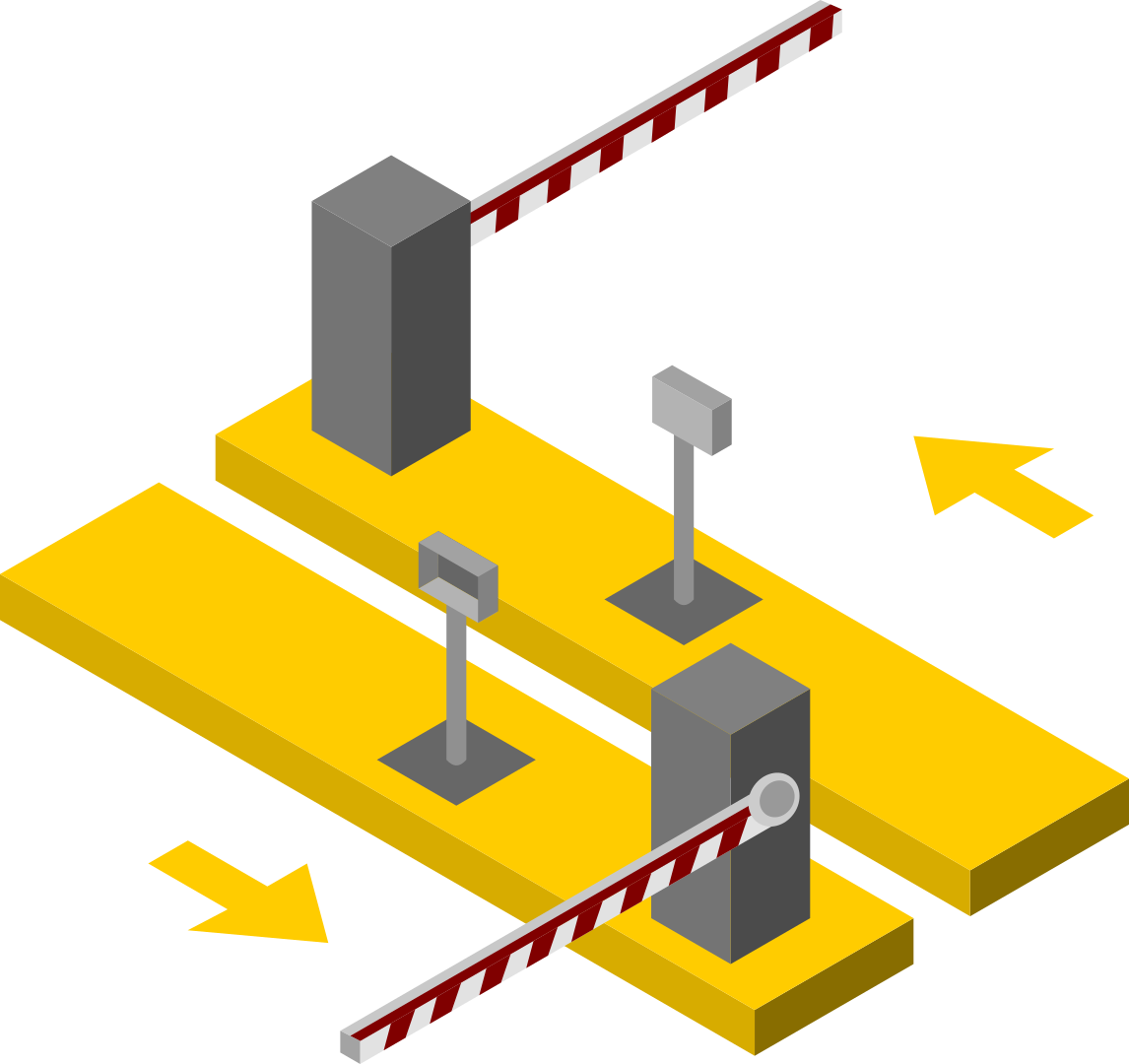 Solución de dos carriles con barrera vehicular y tarjetas de proximidad